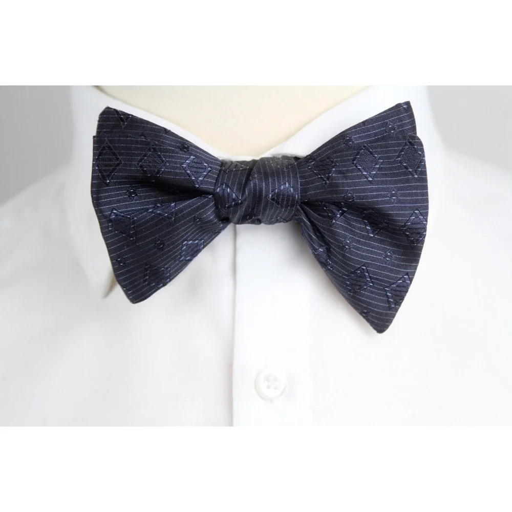 Men's Self-tied Bow‎ Tie 100%Silk Navy Ornament S731BC